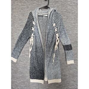 Kloth & Clover Hooded Knit Braided Cardigan Sweater Womens Size S/M Gray